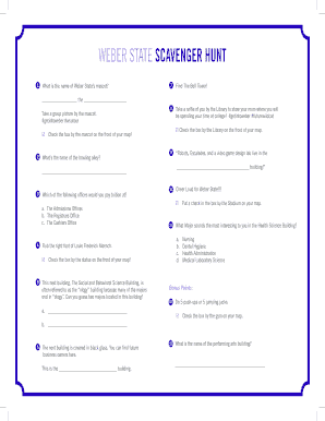 Weber State Scavenger Hunt