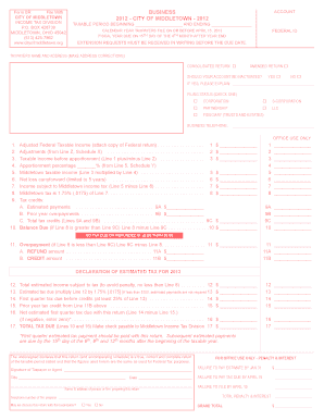 Middletown Business Income Tax Return