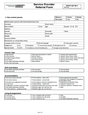 Alzheimer's Australia Vic Referral Form