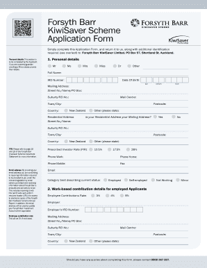 Forsyth Barr KiwiSaver Scheme Application Form