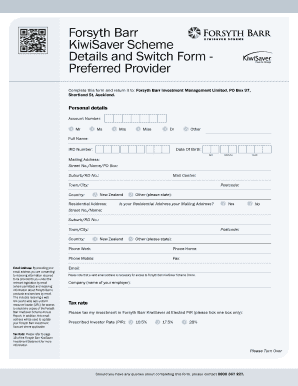 Forsyth Barr KiwiSaver Scheme Details and Switch Form