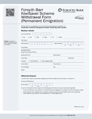 Forsyth Barr KiwiSaver Withdrawal Form