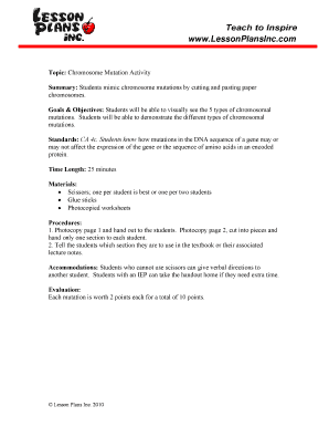 Chromosome Mutation Activity Worksheet