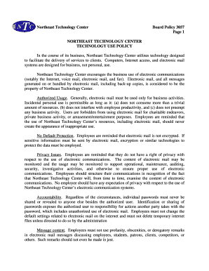 Northeast Technology Center Technology Use Policy