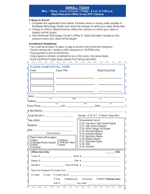 Adult Education Registration Form
