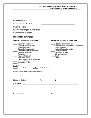 Florida Employee Termination Form