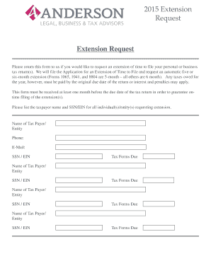 US Tax Return Extension Request Form