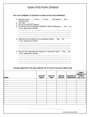 Qualified Plan Census Form