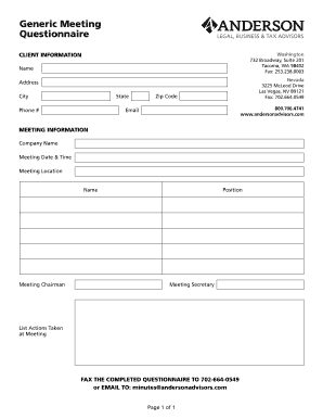 Meeting Questionnaire