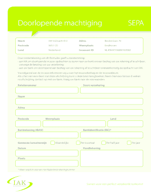 Doorlopende machtiging SEPA