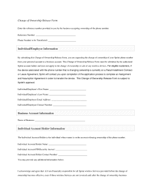 Sprint Change of Ownership Release Form