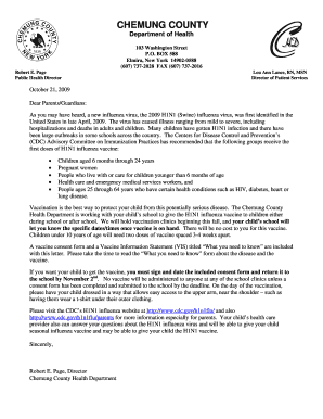 2009 H1N1 Influenza Vaccine Consent Form