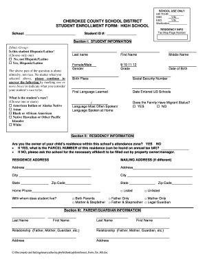 High School Student Enrollment Form