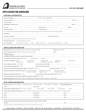 Northeast Iowa Community College Application Form