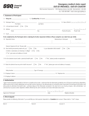 Emergency Medical Claim Report