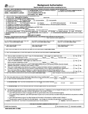 Washington State Background Authorization Form