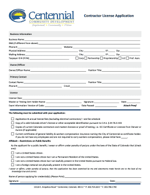 Colorado Contractor License Application