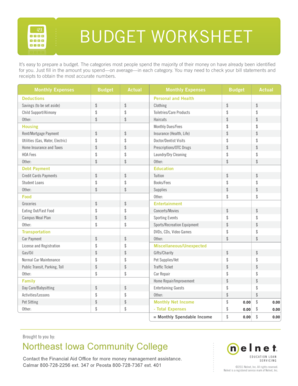 Expenses chart - Budget Worksheet - niccedu