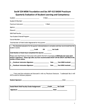 Quarterly Evaluation of Student Learning and Competency