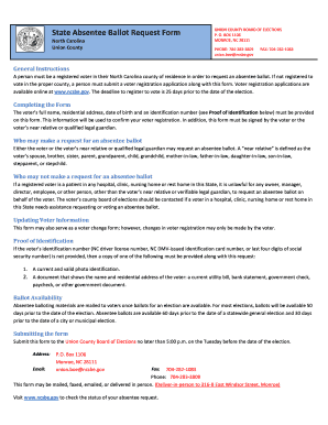 North Carolina Absentee Ballot Request Form