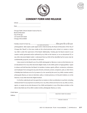 Chicago Public Schools Student Science Fair Consent Form