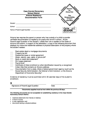 Arizona Residency Documentation Form