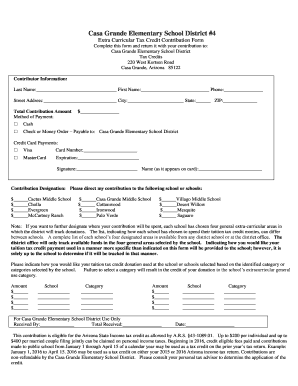 Arizona Extra Curricular Tax Credit Contribution Form
