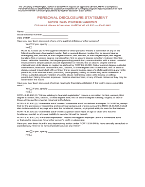 Personal Disclosure Statement