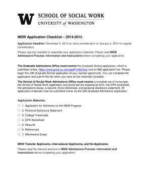 MSW Application Checklist