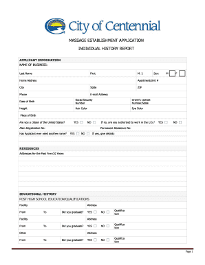 Massage Establishment Application