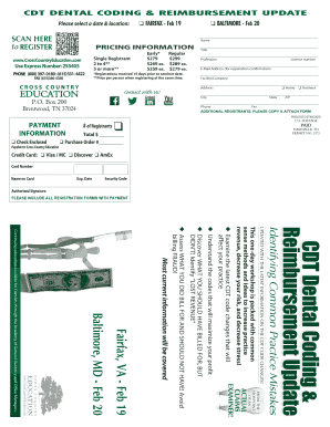 CDT Dental Coding & Reimbursement Update Seminar Registration