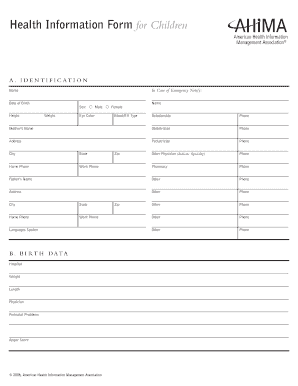 Health Information Form for Children