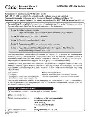 Ohio Workers' Compensation Policy Update Form