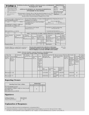 Form 5 Annual Statement of Changes in Beneficial Ownership