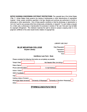 Interlibrary Loan Form - Book
