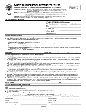 Parent PLUS Loan Deferment Request