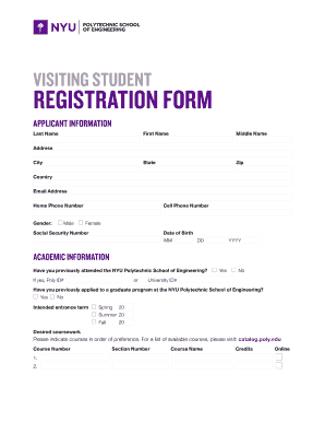 NYU Visiting Student Registration Form