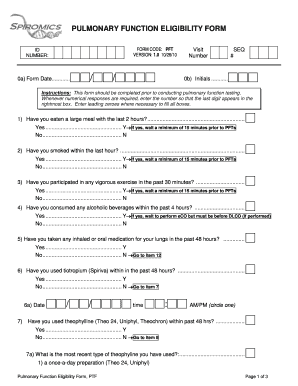 Pulmonary Function Eligibility Form