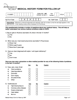 Medical History Follow-up Form