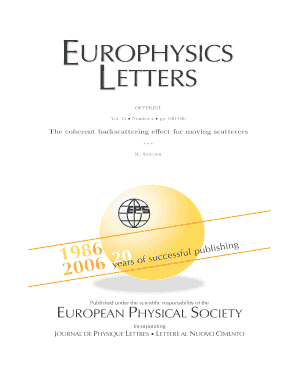 Europhysics Letters Subscription Form