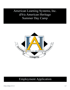 Summer Camp Employment Application
