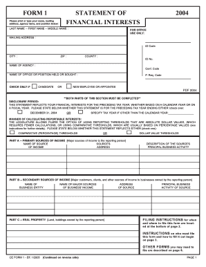 Florida Financial Interests Disclosure Form