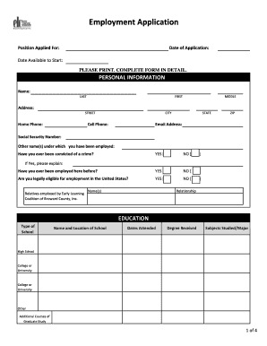 Employment Application Form