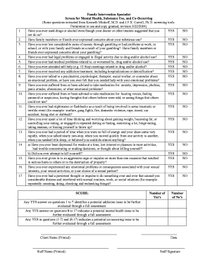 Family Intervention Specialist Screening Form