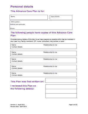 Advance Care Plan Template