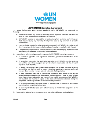 UN Women Internship Agreement