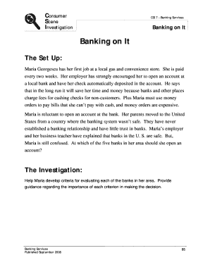 Banking Services Evaluation Form