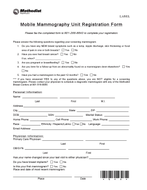 Mobile Mammography Unit Registration Form