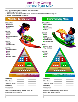 Food Guide Pyramid Worksheet