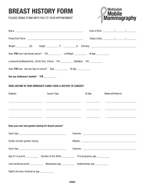 Breast History Form